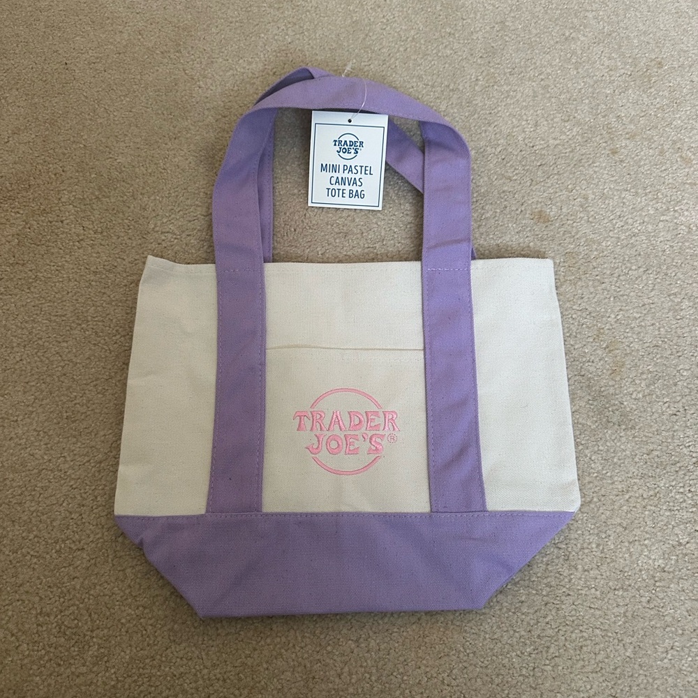 Trader Joe’s Purple Mini Canvas Tote, NWT !!